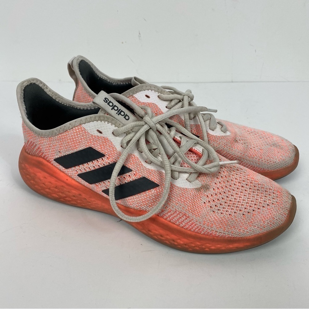 Adidas Orange & White Bounce Athletic Sneakers Shoes